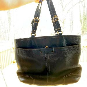 Coach Hamilton Pebbled Leather Handbag Tote Purse Bag 13083 Black Legacy Vintage